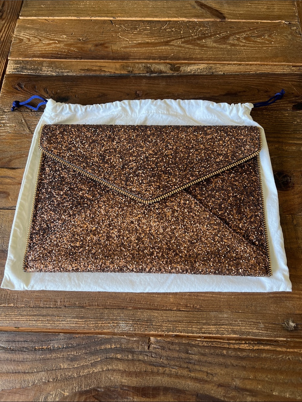 Rebecca Minkoff Bronze Glitter Envelope Clutch